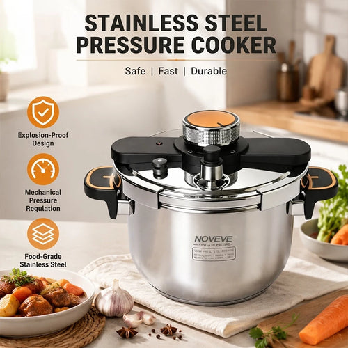 Panela de Pressão Inox 4L 6L 8L 10L Indução Antiexplosão 3 Níveis